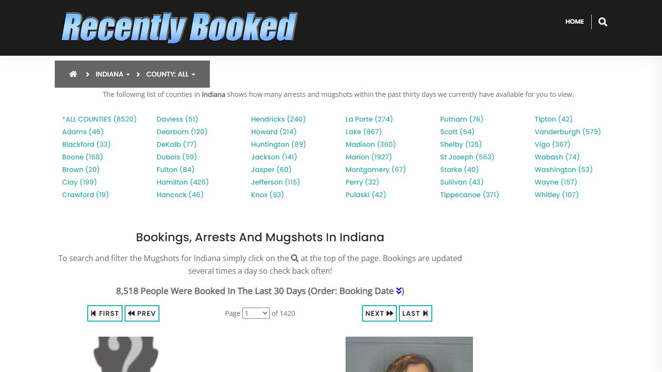 Recent bookings, Arrests, Mugshots in Indiana - Recently Booked